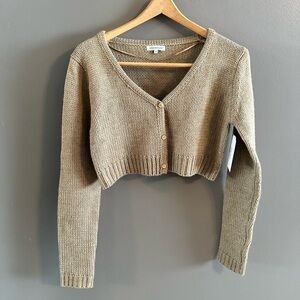 Crescent Agatha Knit Women's Beige Cropped Cardigan